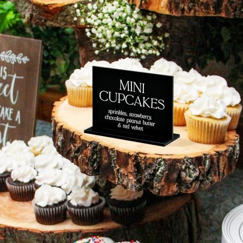 10 Pack Black Rectangle Acrylic Signs With Stand, 3.5x2.7 Inch Blank Black Acrylic Sign with Base, DIY Buffet, alternate view