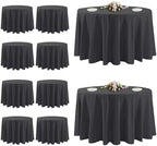 10 Pack Black Round Tablecloths, 120 Inch Stain Resistant and Wrinkle Polyester Fabric Washable Table Clothes