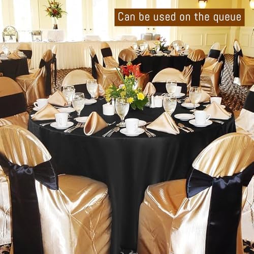 10 Pack Black Round Tablecloths, 120 Inch Stain Resistant and Wrinkle Polyester Fabric Washable Table Clothes, alternate view