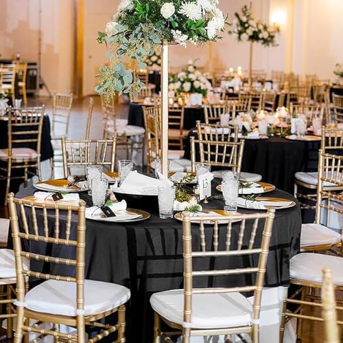 10 Pack Black Round Tablecloths, 120 Inch Stain Resistant and Wrinkle Polyester Fabric Washable Table Clothes, alternate view
