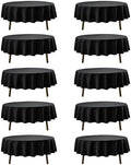 10-Pack Black Round Tablecloths, 84 in, for 3-5 Ft Round Tables