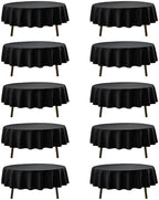 10-Pack Black Round Tablecloths, 84 in, for 3-5 Ft Round Tables