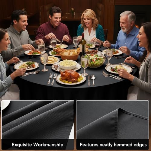 10-Pack Black Round Tablecloths, 84 in, for 3-5 Ft Round Tables, alternate view 4