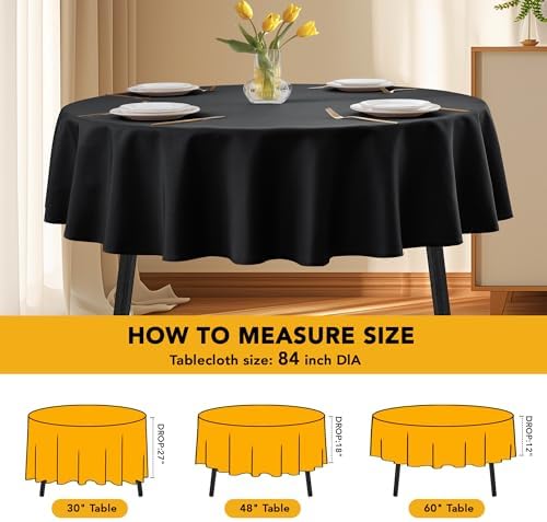 10-Pack Black Round Tablecloths, 84 in, for 3-5 Ft Round Tables, alternate view 6
