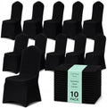 10 Pack Black Spandex Chair Covers - Stretch Polyester Slipcovers for Wedding, Banquet, Party & Dining Chairs