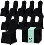 10 Pack Black Spandex Chair Covers - Stretch Polyester Slipcovers for Wedding, Banquet, Party & Dining Chairs