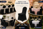 10 Pack Black Spandex Chair Covers - Stretch Polyester Slipcovers for Wedding, Banquet, Party & Dining Chairs, alternate view
