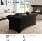10-Pack Black Spandex Tablecloth for 8ft Rectangle Tables, Fitted Stretch Table Cover, Wrinkle-Resistant Stretch, alternate