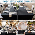 10-Pack Black Spandex Tablecloth for 8ft Rectangle Tables, Fitted Stretch Table Cover, Wrinkle-Resistant Stretch, alternate
