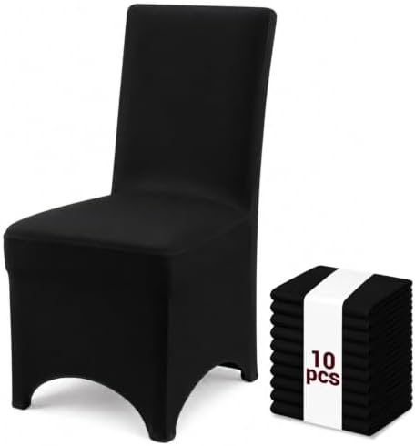 10 Pack Black Stretch Chair Covers, Spandex Dining Chair Slipcovers, Wrinkle Resistant Reusable Covers for