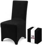 10 Pack Black Stretch Chair Covers, Spandex Dining Chair Slipcovers, Wrinkle Resistant Reusable Covers for