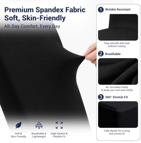 10 Pack Black Stretch Chair Covers, Spandex Dining Chair Slipcovers, Wrinkle Resistant Reusable Covers for, alternate view 4