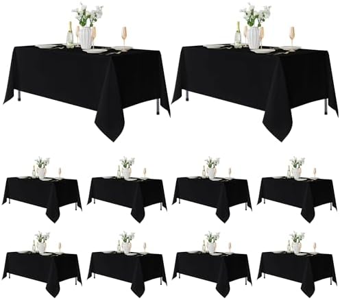10 Pack Black Tablecloths 70x120 Inch for 6-8 Ft Rectangle Tables in 70x120 Inch in Black