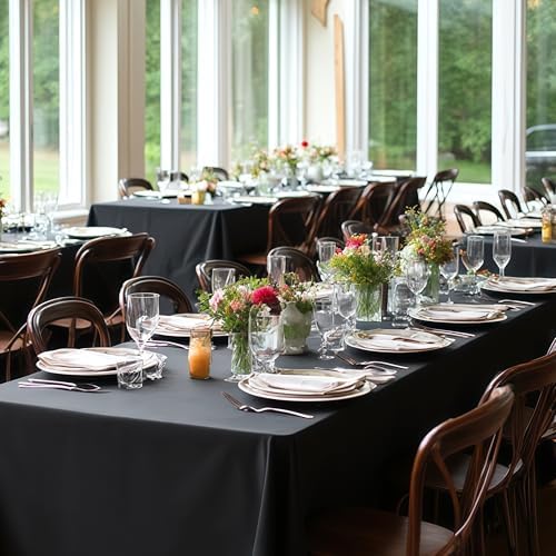 10 Pack Black Tablecloths 70x120 Inch for 6-8 Ft Rectangle Tables in 70x120 Inch in Black, alternate view 2