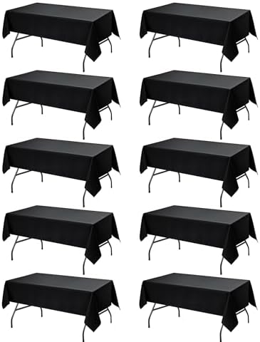 10-Pack Black Tablecloths for Rectangle Tables, 60 x 102 Inches in 60 x 102 Inches in Black