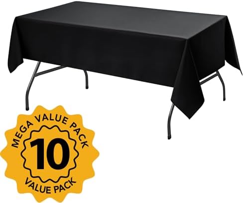 10-Pack Black Tablecloths for Rectangle Tables, 60 x 84 Inches in 60 x 84 Inches in Black, alternate view 2