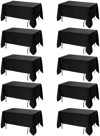 10-Pack Black Tablecloths for Rectangle Tables, 70 x 108 Inches in 70 x 108 Inches