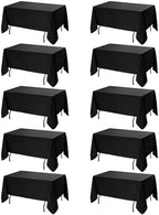 10-Pack Black Tablecloths for Rectangle Tables, 70 x 108 Inches in 70 x 108 Inches