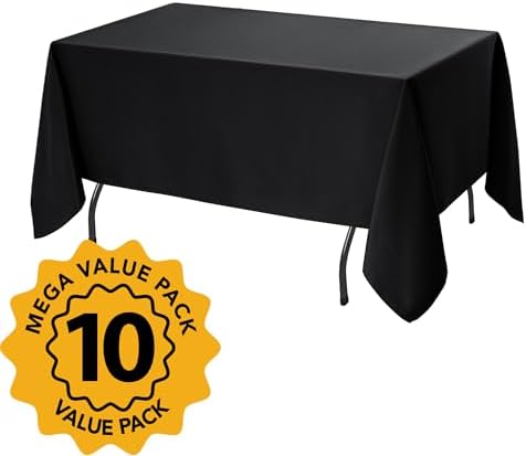 10-Pack Black Tablecloths for Rectangle Tables, 70 x 108 Inches in 70 x 108 Inches, alternate view 2