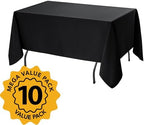 10-Pack Black Tablecloths for Rectangle Tables, 70 x 108 Inches in 70 x 108 Inches, alternate view 2