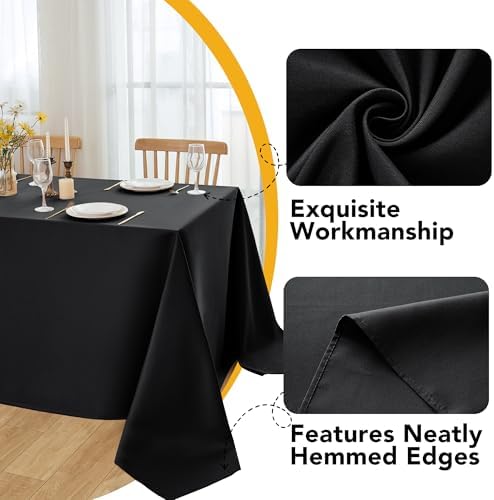 10-Pack Black Tablecloths for Rectangle Tables, 70 x 108 Inches in 70 x 108 Inches, alternate view 3