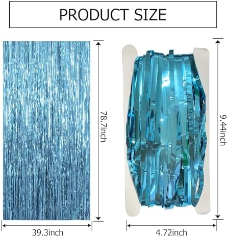 10 Pack Blue Backdrop Curtain Tinsel Streamers Ocean Themed Decor Birthday Party Decorations Foil Fringe, alternate view 3