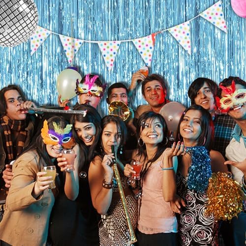 10 Pack Blue Backdrop Curtain Tinsel Streamers Ocean Themed Decor Birthday Party Decorations Foil Fringe, alternate view 4