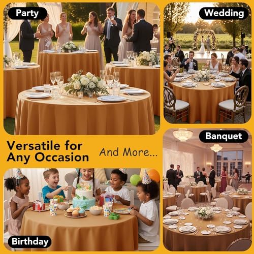 10-Pack Bronze Round Tablecloths, 90 in, for 4-5 Ft Round Tables, alternate view 5