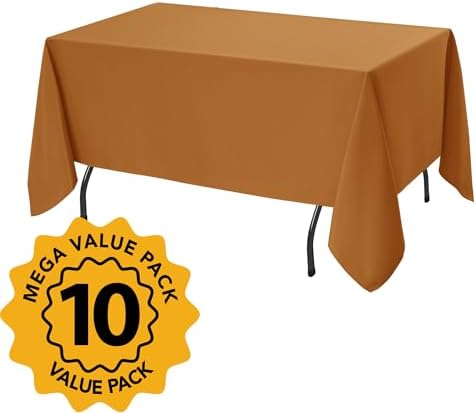 10-Pack Bronze Tablecloths for Rectangle Tables, 70 x 108 Inches in 70 x 108 Inches, alternate view 2