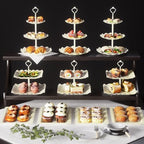10 Pack Cake Stand Set with 3 x Two-Tier and 3 x Three-Tier Cupcake Stands, Plastic Dessert Table Stand Set 3, alternate view