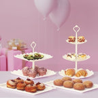 10 Pack Cake Stand Set with 3 x Two-Tier and 3 x Three-Tier Cupcake Stands, Plastic Dessert Table Stand Set 3, alternate view