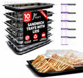 10 Pack Catering Trays with Lid - 13" Serving Trays with Lids - Reusable Serving Platter With Lid for Catering