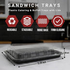 10 Pack Catering Trays with Lid - 13" Serving Trays with Lids - Reusable Serving Platter With Lid for Catering, alternate