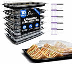 10 Pack Catering Trays with Lid - 15" Serving Trays with Lids - Reusable Serving Platter With Lid for Catering