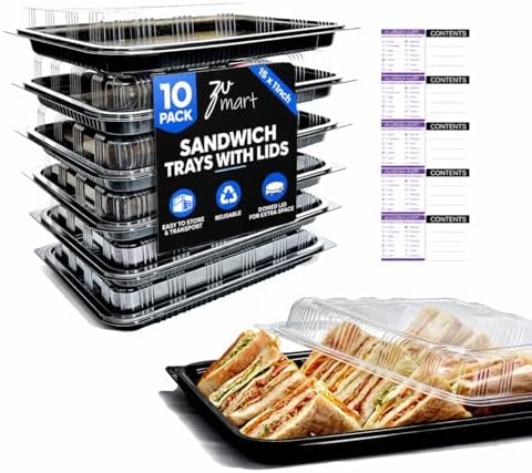 10 Pack Catering Trays with Lid - 15" Serving Trays with Lids - Reusable Serving Platter With Lid for Catering