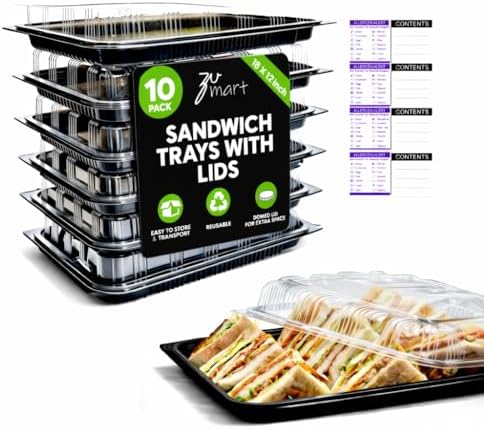 10 Pack Catering Trays with Lid - 18" Serving Trays with Lids - Reusable Serving Platter With Lid for Catering