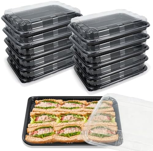 10 Pack Catering Trays with Lids, 13" Charcuterie Board with Lid, Serving Tray with Lid for Cookie, Dessert and