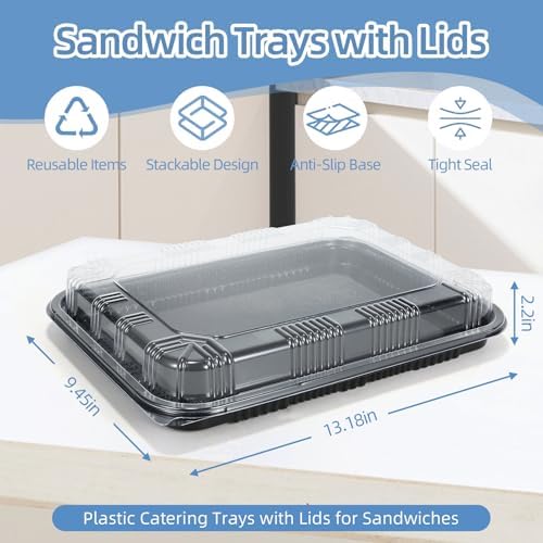 10 Pack Catering Trays with Lids, 13" Charcuterie Board with Lid, Serving Tray with Lid for Cookie, Dessert and, alternate