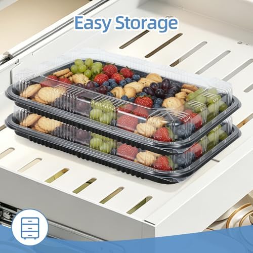 10 Pack Catering Trays with Lids, 13" Charcuterie Board with Lid, Serving Tray with Lid for Cookie, Dessert and, alternate