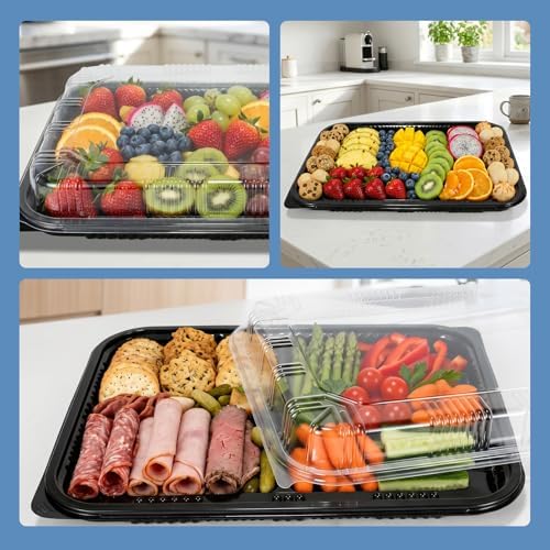 10 Pack Catering Trays with Lids, 13" Charcuterie Board with Lid, Serving Tray with Lid for Cookie, Dessert and, alternate