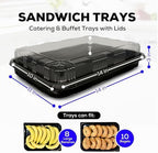 10 Pack Catering Trays with Lids - 15" Serving Tray with Lid, Heavy Duty Recyclable Plastic Party Platters for, alternate
