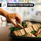 10 Pack Catering Trays with Lids - 15" Serving Tray with Lid, Heavy Duty Recyclable Plastic Party Platters for, alternate