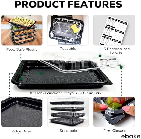 10 Pack Catering Trays with Lids - 17" Serving Tray with Lid, Heavy Duty Recyclable Plastic Party Platters for, alternate