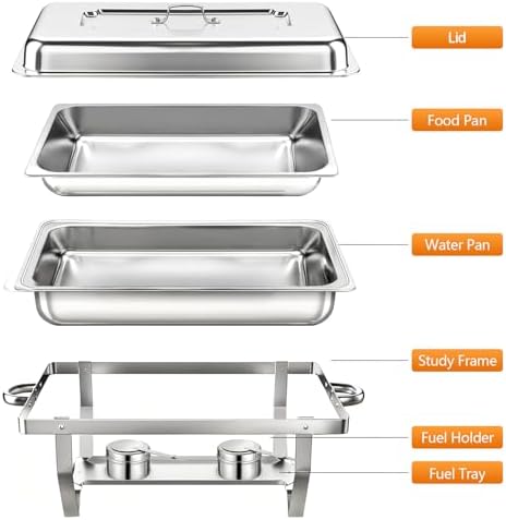 10 PACK Chafing Dish Buffet Set, 8QT Stainless Steel Chafing Dishes for Buffet, alternate view 4