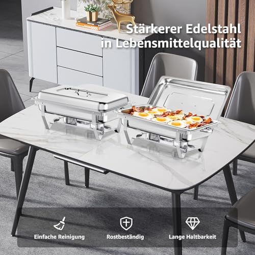 10 PACK Chafing Dish Buffet Set, 8QT Stainless Steel Chafing Dishes for Buffet, alternate view 6