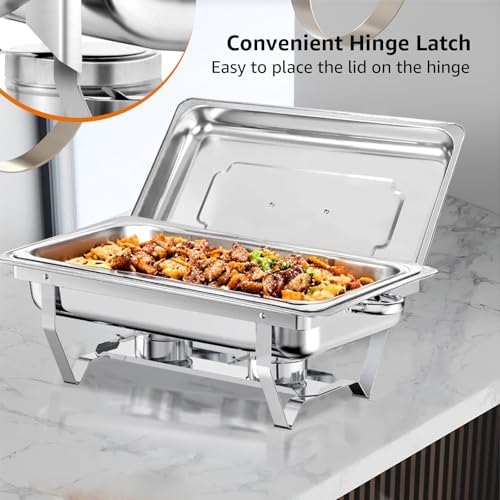 10 PACK Chafing Dish Buffet Set, 8QT Stainless Steel Chafing Dishes for Buffet, alternate view 7
