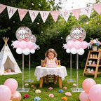 10 Pack Clear Acrylic Balloon Stands for Table Kit, Reusable 15.75 Inch, Balloon Stick with Base Centerpieces, alternate view