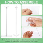 10 Pack Clear Acrylic Balloon Stands for Table Kit, Reusable 15.75 Inch, Balloon Stick with Base Centerpieces, alternate view