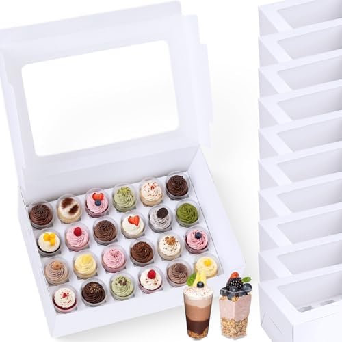 10 Pack Dessert Shooter Box with Window, 24 Count 3 oz, White in 24 Count 3 oz in White