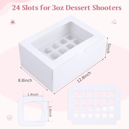 10 Pack Dessert Shooter Box with Window, 24 Count 3 oz, White in 24 Count 3 oz in White, alternate view 3